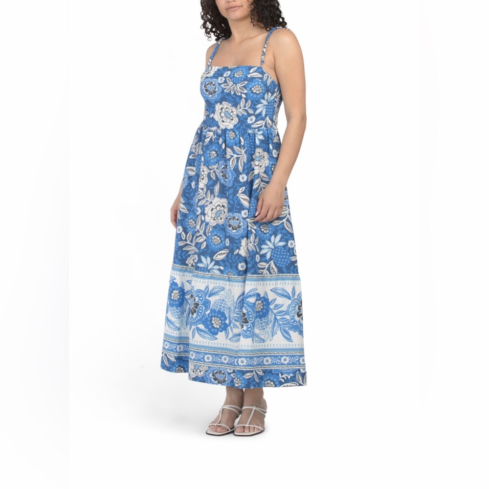 Floral Blue and White Maxi Dress